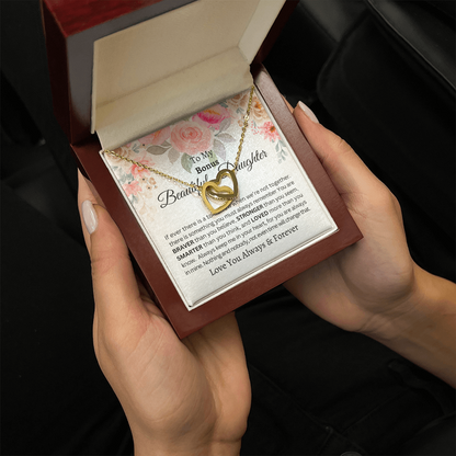 To My Beautiful Bonus Daughter-Interlocking Hearts Necklace