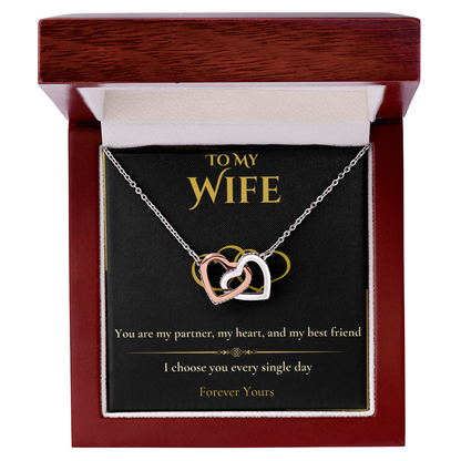 To My Wife- "I Choose You" - Interlocking Hearts Necklace