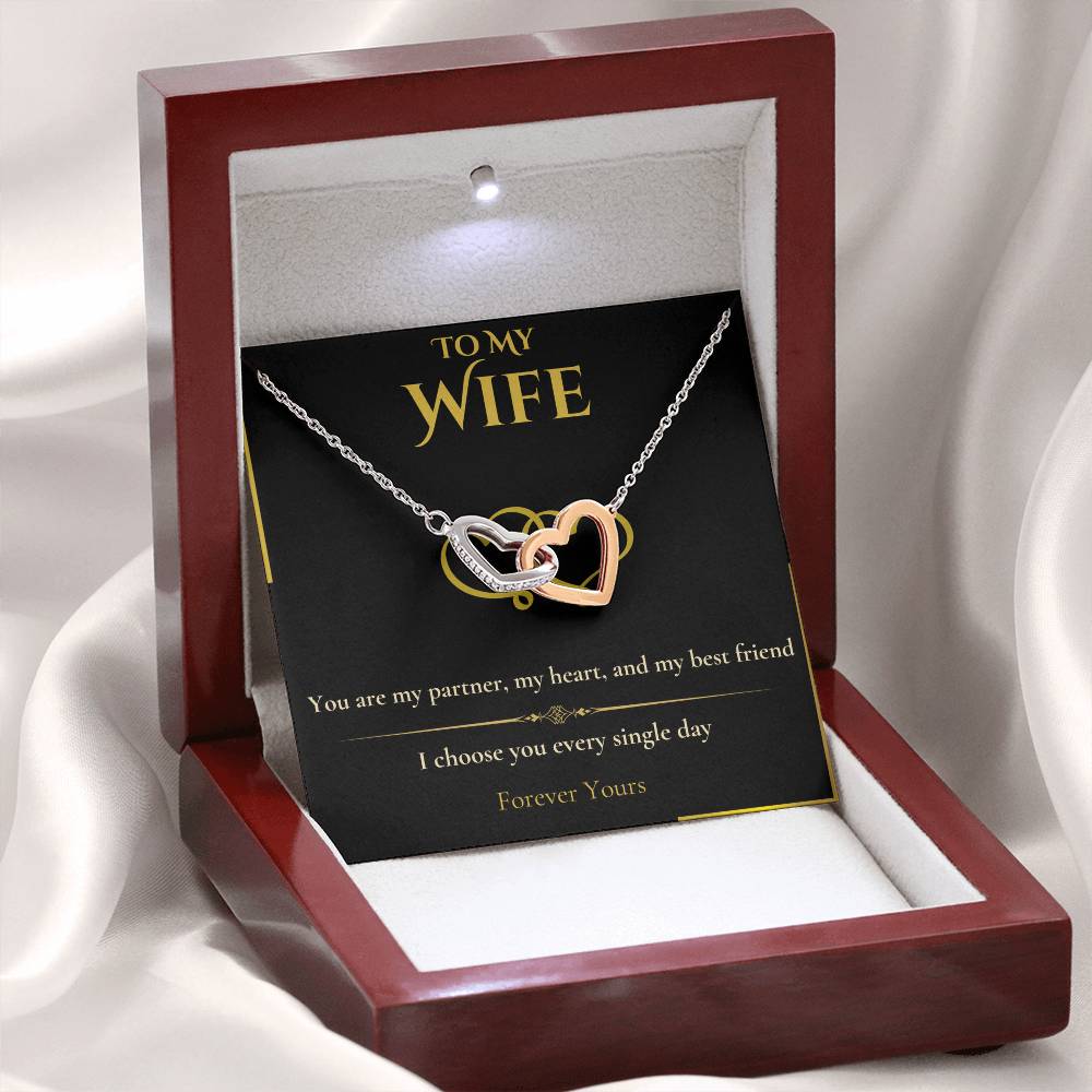 To My Wife- "I Choose You" - Interlocking Hearts Necklace
