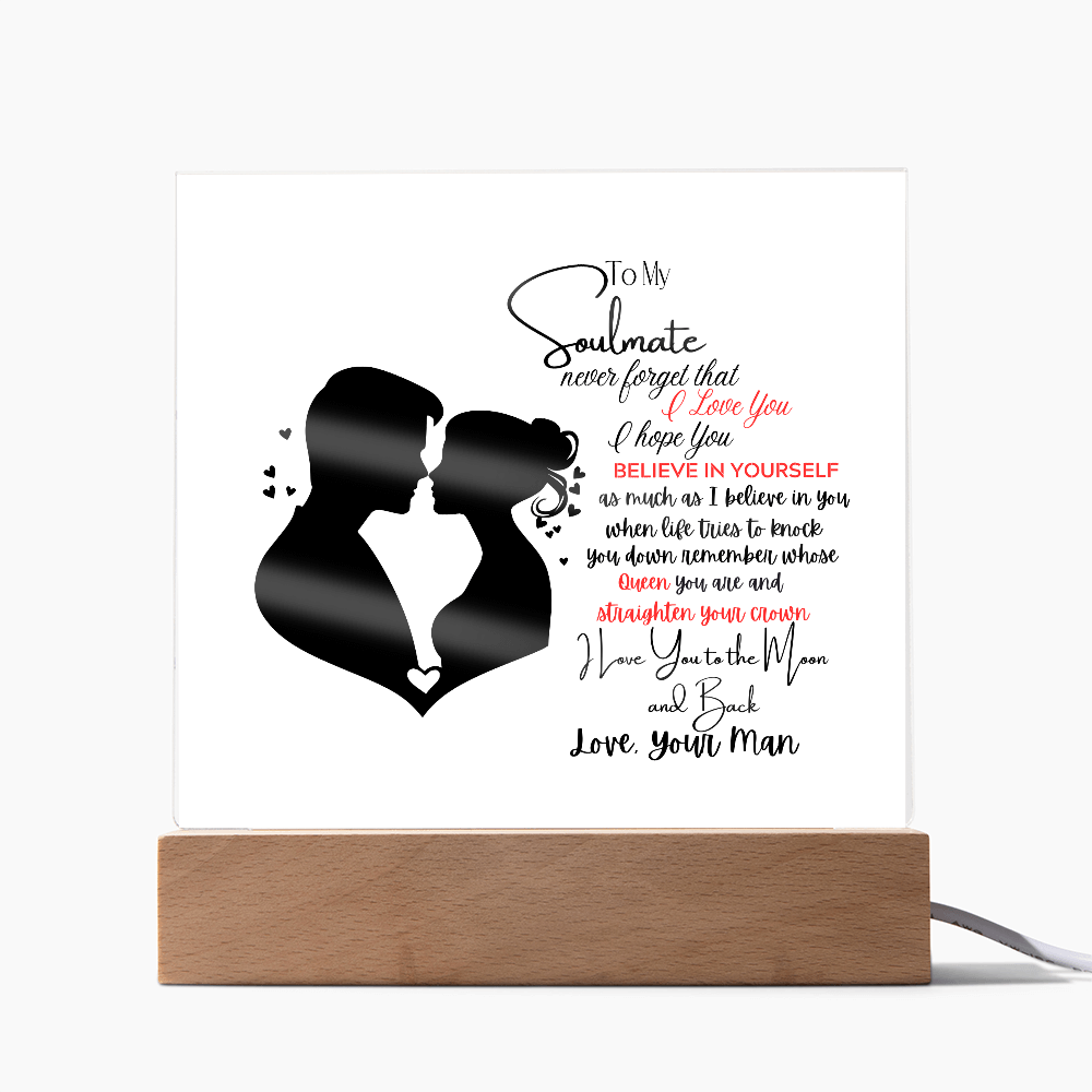To My Soulmate - Romantic Gift " I Love You to the Moon and Back" Acrylic Plaque-Heartfelt Keepsake