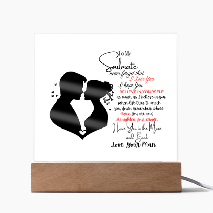 To My Soulmate - Romantic Gift " I Love You to the Moon and Back" Acrylic Plaque-Heartfelt Keepsake