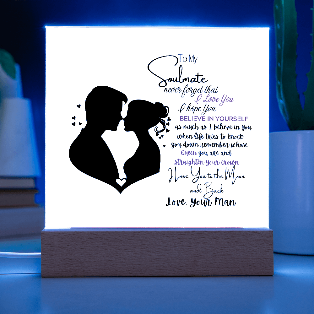 To My Soulmate - Romantic Gift " I Love You to the Moon and Back" Acrylic Plaque-Heartfelt Keepsake