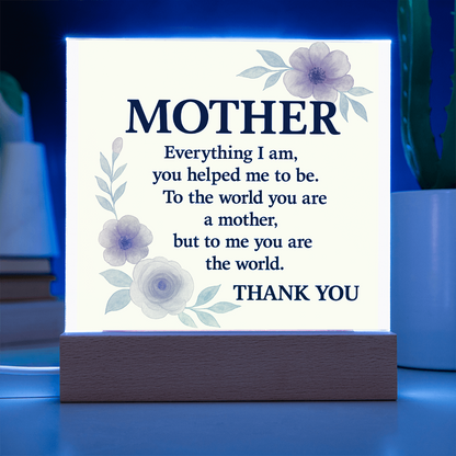 To My Mother-Everything I Am You-Acrylic Square Plaque
