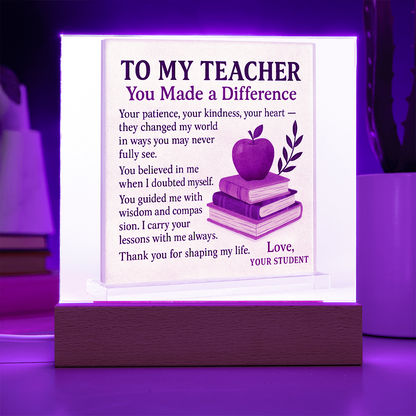 To My Teacher- Your Patience, Your Kindness Your-Acrylic Plaque!