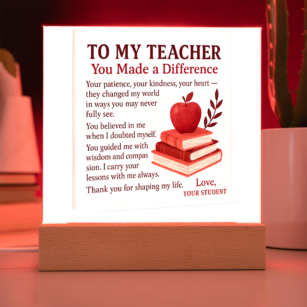 To My Teacher- Your Patience, Your Kindness Your-Acrylic Plaque!