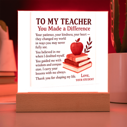 To My Teacher- Your Patience, Your Kindness Your-Acrylic Plaque!
