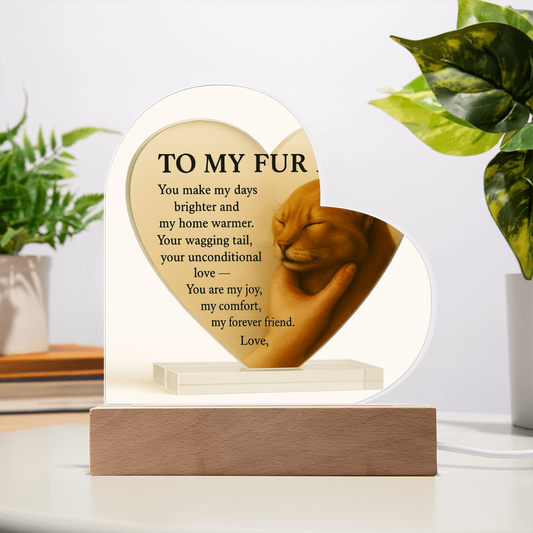 To My Fur Cat- Oh Kitty-Heart Acrylic Plaque
