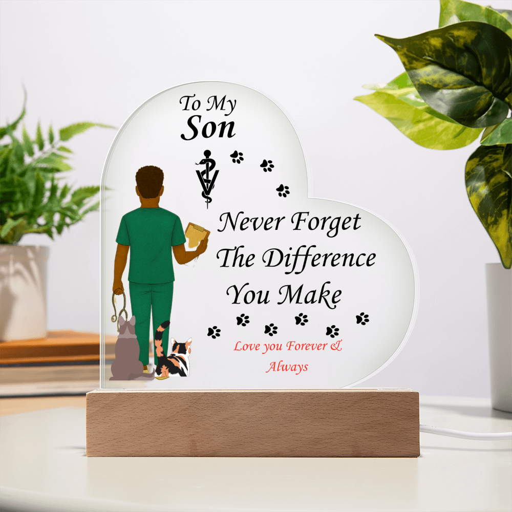 To My Son "Never Forget" - Acrylic Heart Plaque