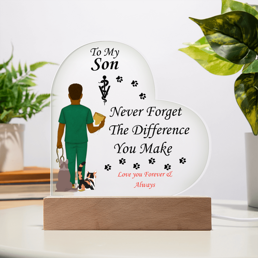 To My Son "Never Forget" - Acrylic Heart Plaque