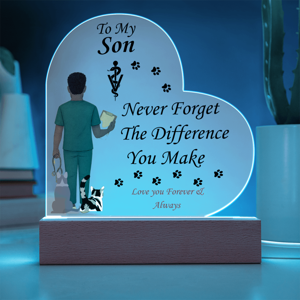 To My Son "Never Forget" - Acrylic Heart Plaque