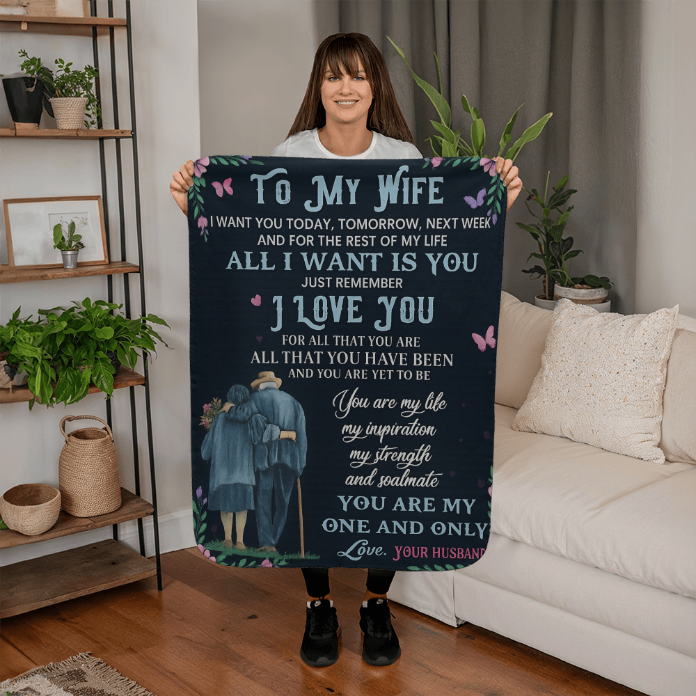 To My Wife-I Want You Today Tomorrow Next-Sherpa Fleece Blanket