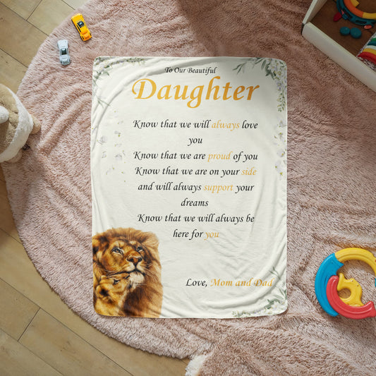 To Our Beautiful Daughter - "Know That We ..." Sherpa Fleece Blanket