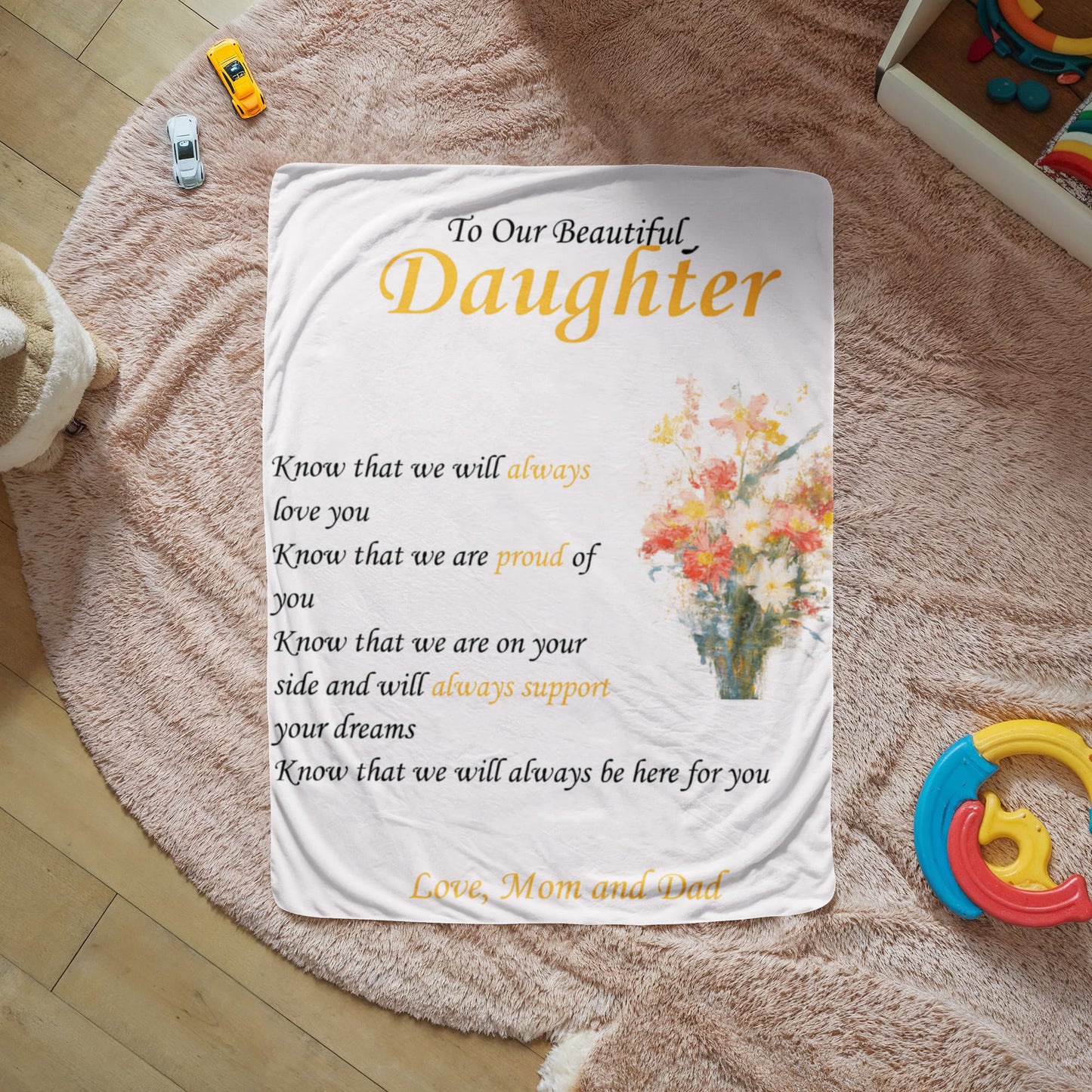 To Our Beautiful Daughter - "Know That We Will Always Love You" Sherpa Fleece Blanket