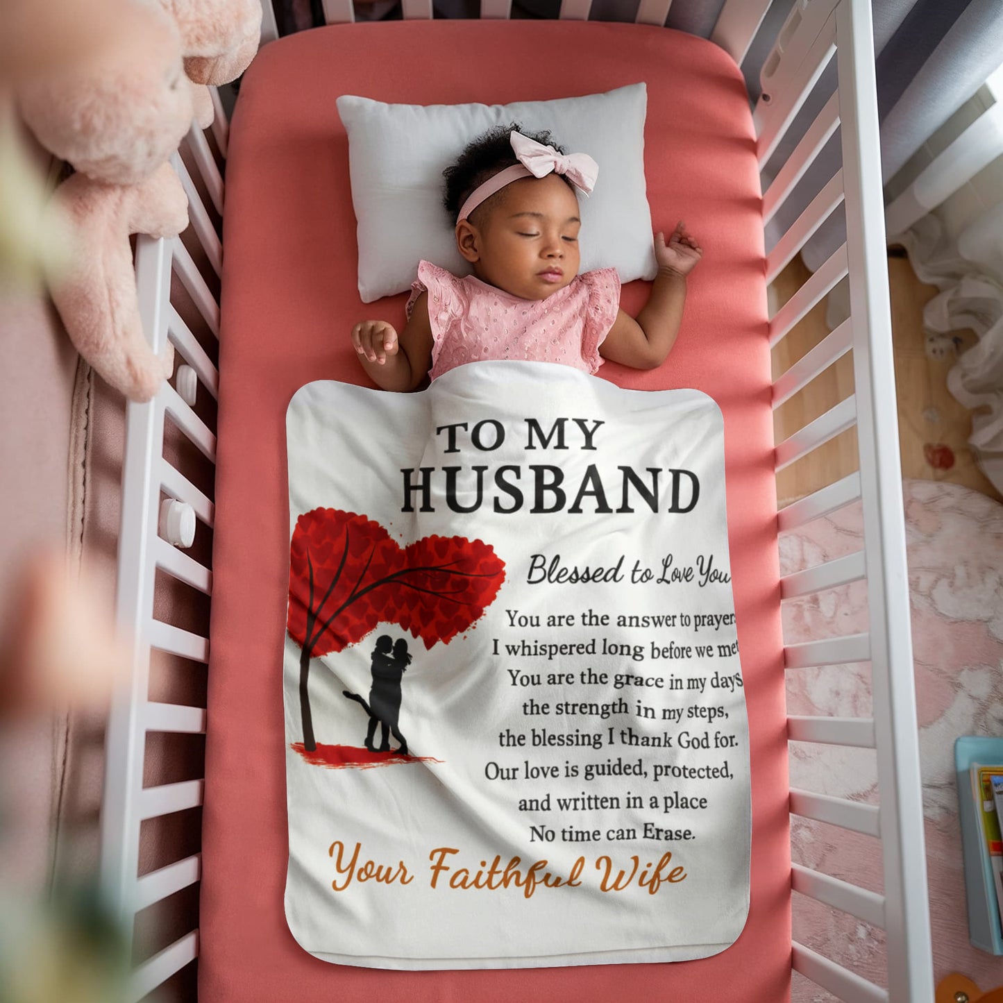 To My Husband-Your Faithfulness-Sherpa Fleece Blanket!