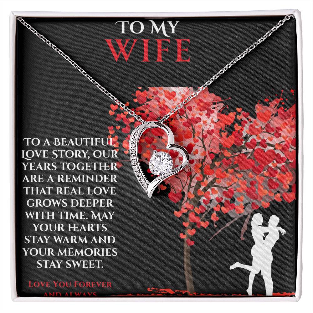 To My Wife- "May Your Heart Stay Warm" - Forever Love Necklace