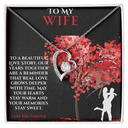 To My Wife- "May Your Heart Stay Warm" - Forever Love Necklace