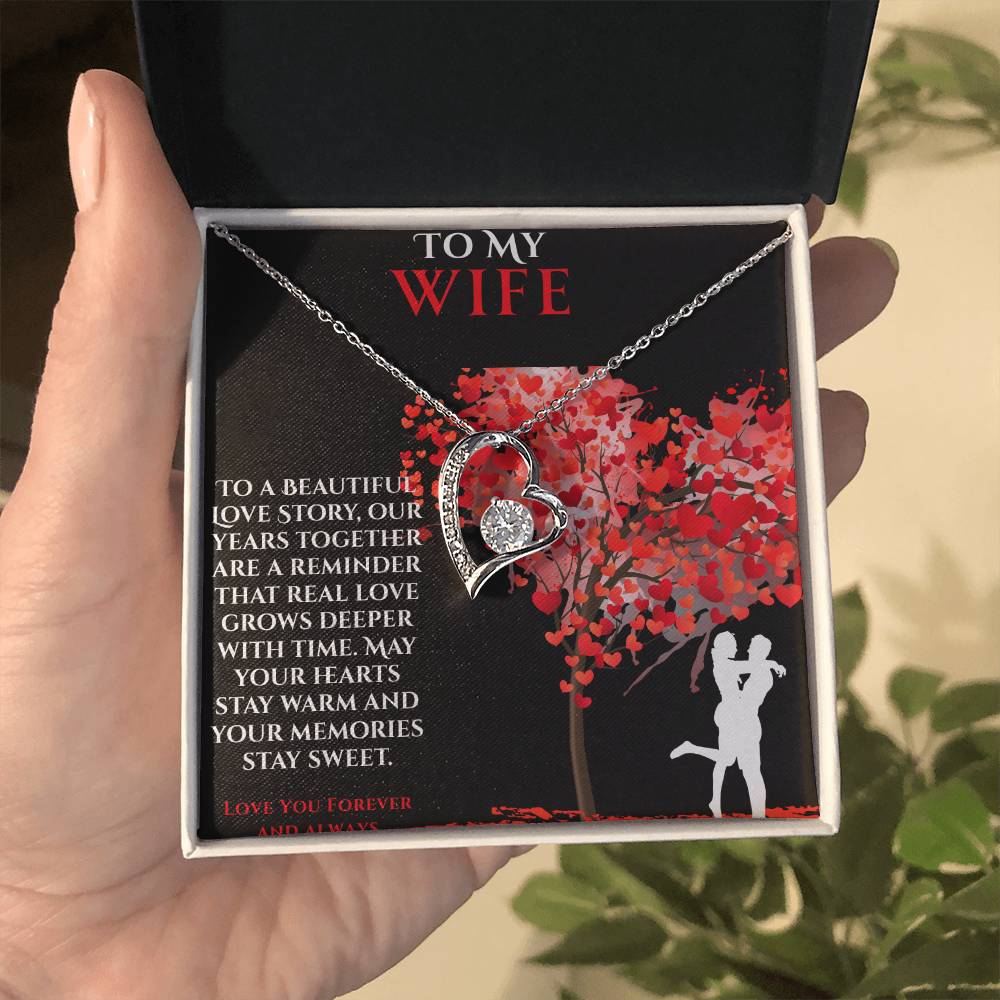 To My Wife- "May Your Heart Stay Warm" - Forever Love Necklace