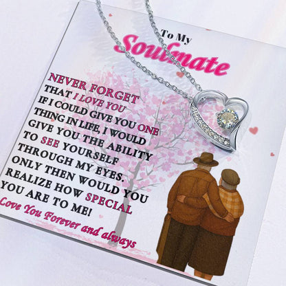 To My Soulmate  -"Never Forget"  Forever Love Necklace
