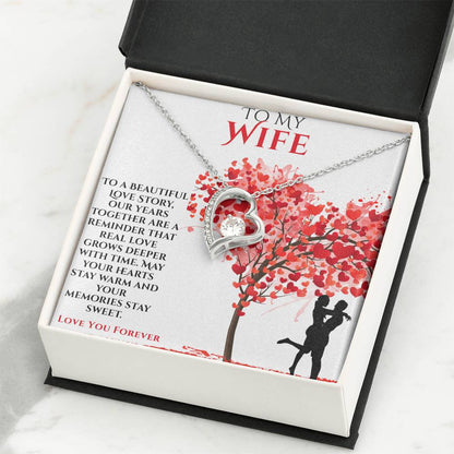 To My Wife- "To A Beautiful Love Story"  Forever Love Necklace