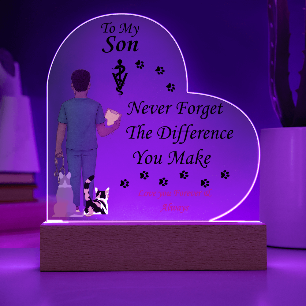 To My Son "Never Forget" - Acrylic Heart Plaque