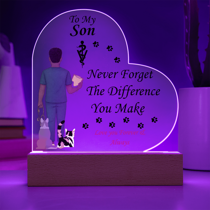 To My Son "Never Forget" - Acrylic Heart Plaque