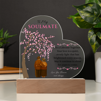 To My Soulmate- "To Lifetime Together" - Acrylic Heart Plaque