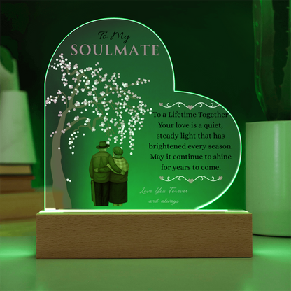 To My Soulmate- "To Lifetime Together" - Acrylic Heart Plaque