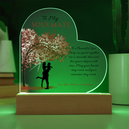 To My Soul Mate - " To A Beautiful Love Story" - Acrylic Heart Plaque