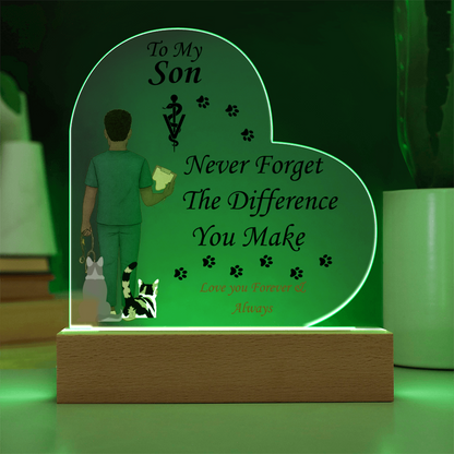 To My Son "Never Forget" - Acrylic Heart Plaque