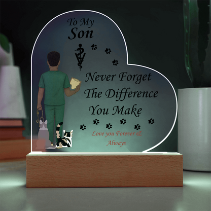 To My Son "Never Forget" - Acrylic Heart Plaque