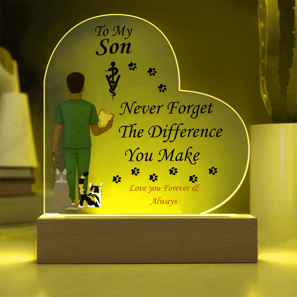 To My Son "Never Forget" - Acrylic Heart Plaque