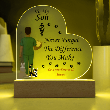 To My Son "Never Forget" - Acrylic Heart Plaque