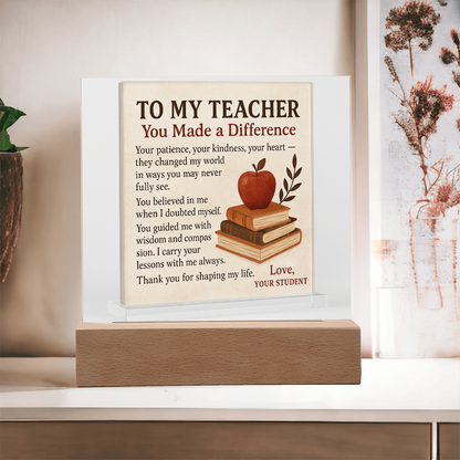 To My Teacher- Your Patience, Your Kindness Your-Acrylic Plaque!