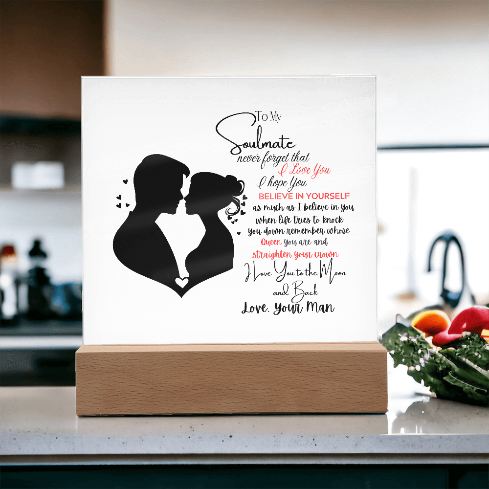 To My Soulmate - Romantic Gift " I Love You to the Moon and Back" Acrylic Plaque-Heartfelt Keepsake