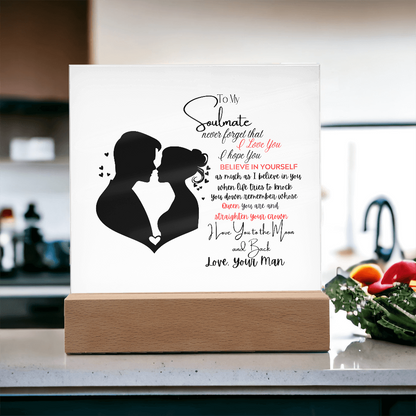 To My Soulmate - Romantic Gift " I Love You to the Moon and Back" Acrylic Plaque-Heartfelt Keepsake