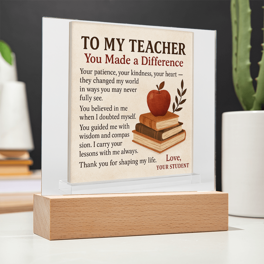 To My Teacher- Your Patience, Your Kindness Your-Acrylic Plaque!