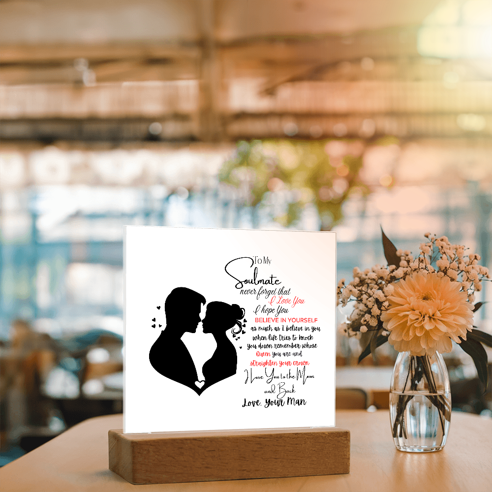 To My Soulmate - Romantic Gift " I Love You to the Moon and Back" Acrylic Plaque-Heartfelt Keepsake