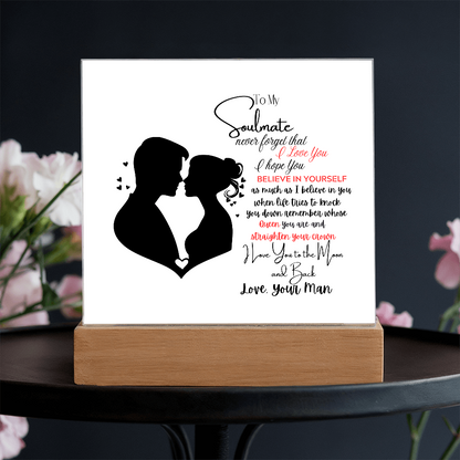 To My Soulmate - Romantic Gift " I Love You to the Moon and Back" Acrylic Plaque-Heartfelt Keepsake