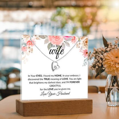 To My Wife- Thank U -Keepsake Acrylic Bundle with Forever Love Necklace