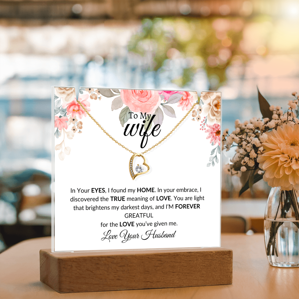 To My Wife- Thank U -Keepsake Acrylic Bundle with Forever Love Necklace