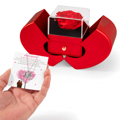 To My Soulmate- " If I Could Give You One Thing" - Forever Love Necklace With Red Heart Rose