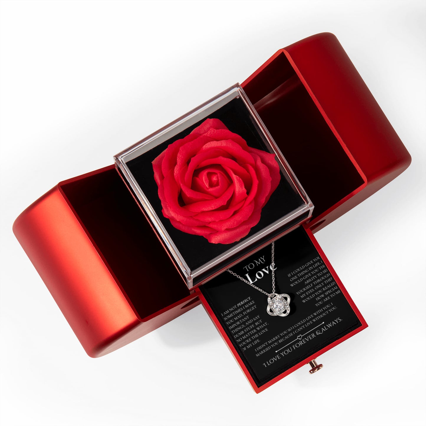 To My Love - Cant Live Without You -  Rose/Knot necklace Gift Set