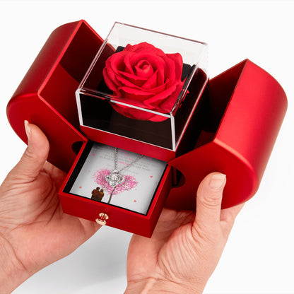 To My Soulmate- " If I Could Give You One Thing" - Forever Love Necklace With Red Heart Rose