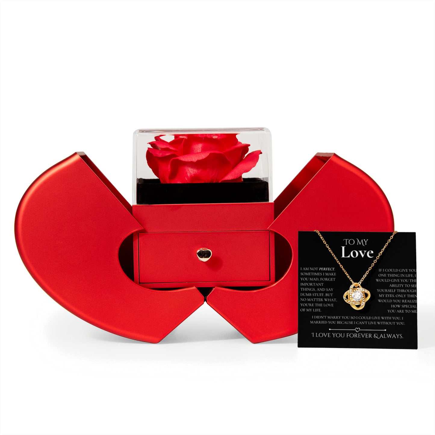 To My Love - Cant Live Without You -  Rose/Knot necklace Gift Set