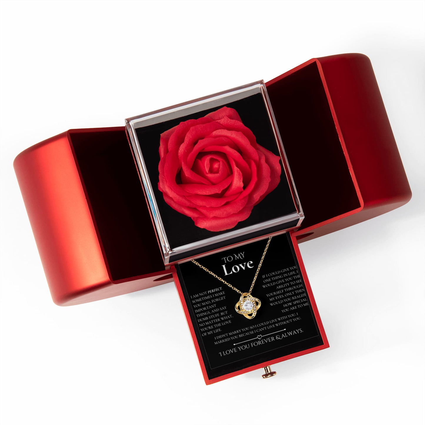 To My Love - Cant Live Without You -  Rose/Knot necklace Gift Set