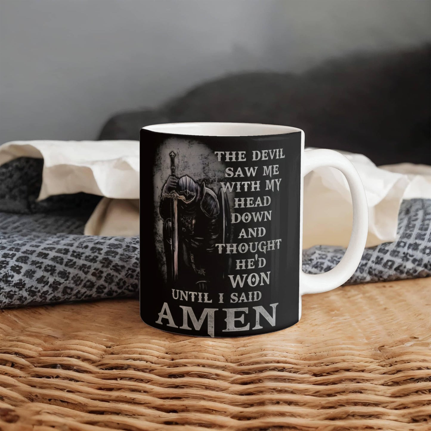 To The Man-Knight Who Stands Guard for His Family- Ceramic crafted Coffee Mug