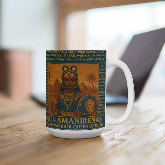 Queen Amanirenas Teaching Coffee Mug – African Warrior Queen of Kush-Black History Educational Gift