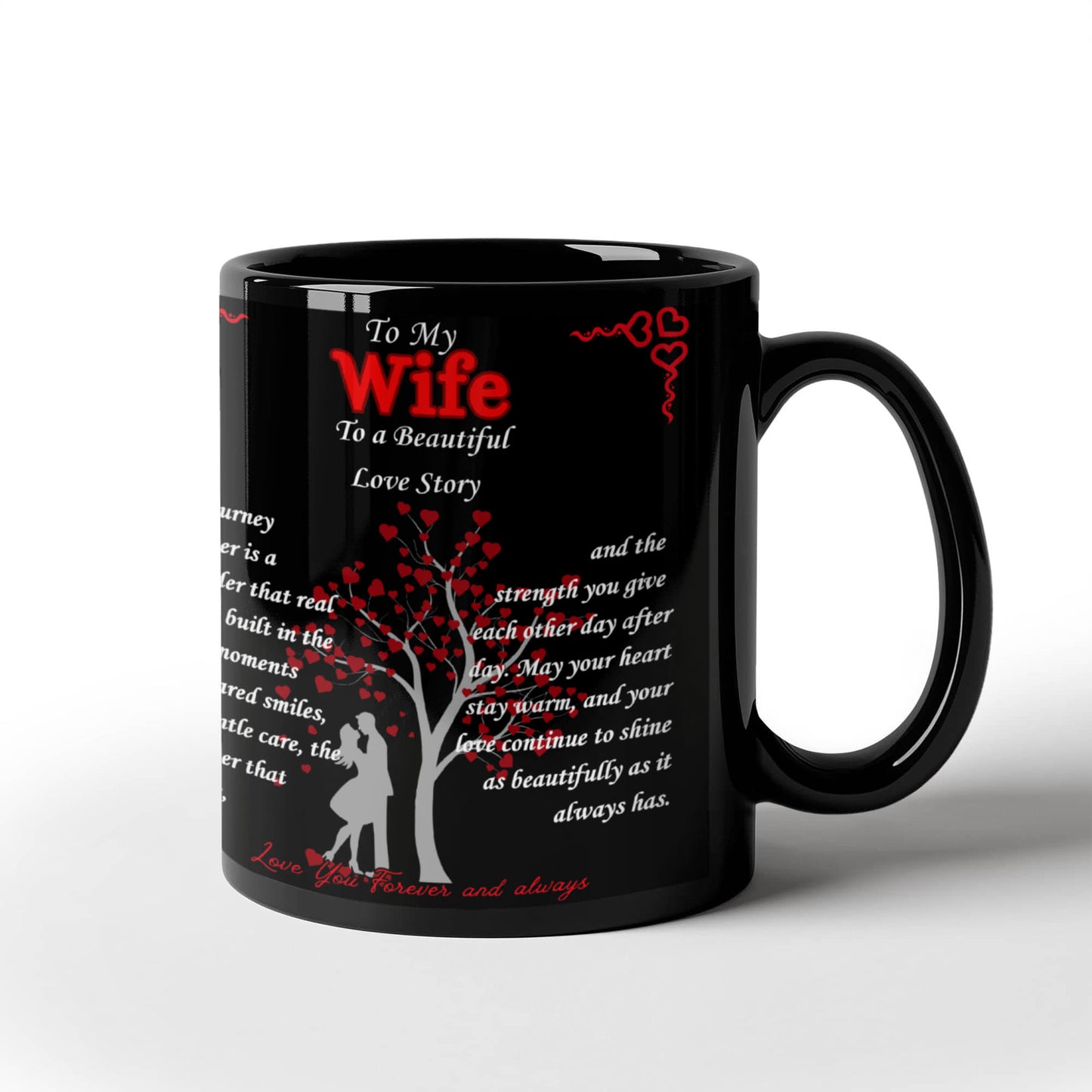 To My Wife- "To Our Beautiful Love Story" - Black Ceramic Mug