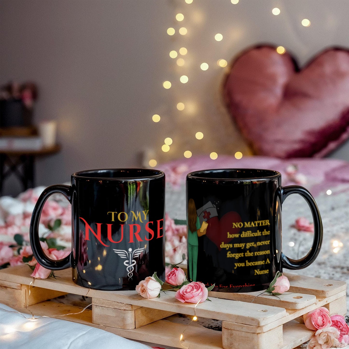 To My Nurse-"Thank you For Everything" - Black Ceramic Mug