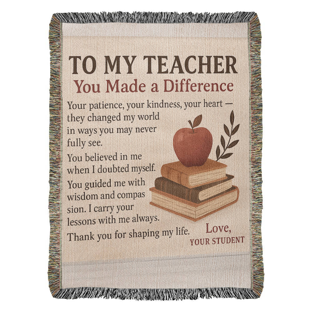 To My Teacher-Heirloom Photo Woven Blanket